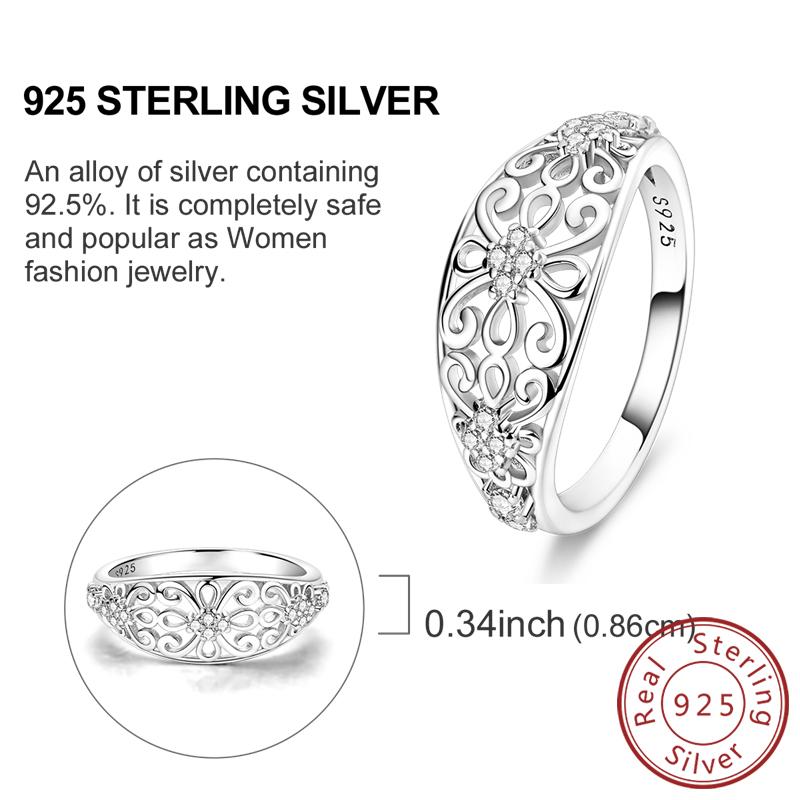 New 925 Silver Rings Firefly Hollow Rose Infinite Love Simple Ring for Women Wedding Engagement Party Jewelry Gift