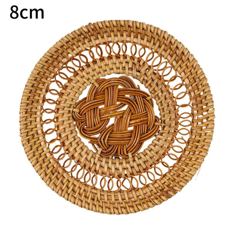 Handmade Rattan Coasters Heat Insulation and Anti-skidding Tea Cup Pad Reusable Slip Resistant Mug Coaster Drinkware Decor