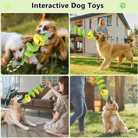 Squeaky Dog Chew Toy with Crinkle Paper Plush Giraffe/Snake Shape Tug of War Toy Interactive Stuffed Animal Pull Toy for Small Medium Large Dogs