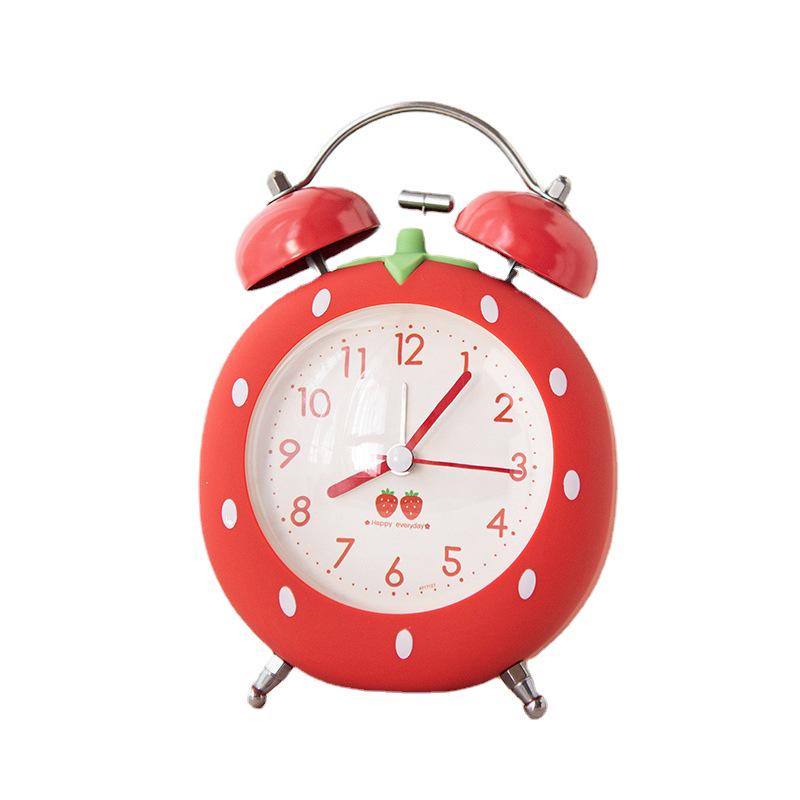 Sveglia Luminosa a Forma di Fragola con Campanello - Silenziosa, Semplice, Compagna da Comodino per Bambini