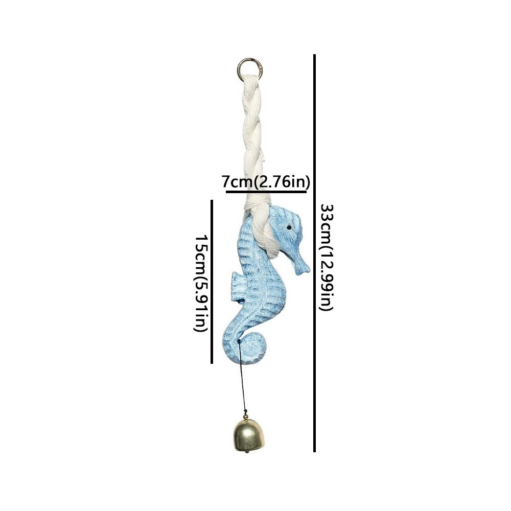Rustic Style Seahorse Wind Chime Hand Carved Mediterranean Car Seahorse Hanger Marine Themed Handcrafted Wooden Door Chimes