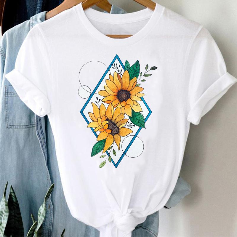 Watercolor Lovely Style Cute Flower Trend Unisex Short Sleeve Summer Fashion Print Tee Top Tshirt Lady FeUnisex Clothing Casual Graphic T-shirt