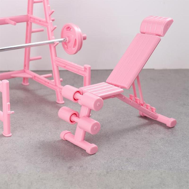 Mini Fitness Equipment Dollhouse Simulation Gym Treadmill Dumbbell Weight Lifting Machine Model Decor 1/12 Doll House Accessory
