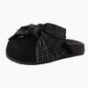 Retro design denim plaid bow baotou half slippers women's 2025 summer new sweet lazy sandals