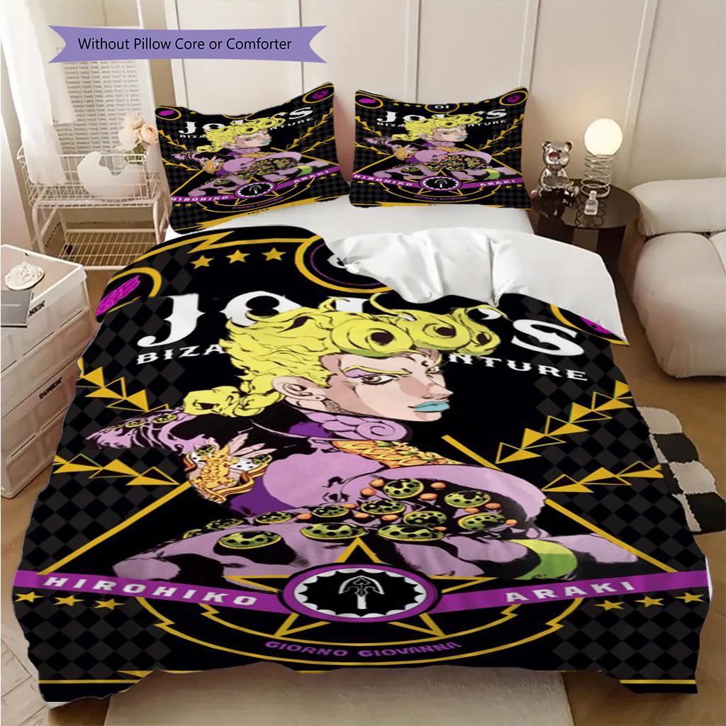Lebendiges Anime-Ensemble Dreiteiliges Set (1 Bettbezug + 2 Kissenbezüge, ohne Füllung) 2D flaches Bettbezug- und Kissenbezug-Bettwäscheset