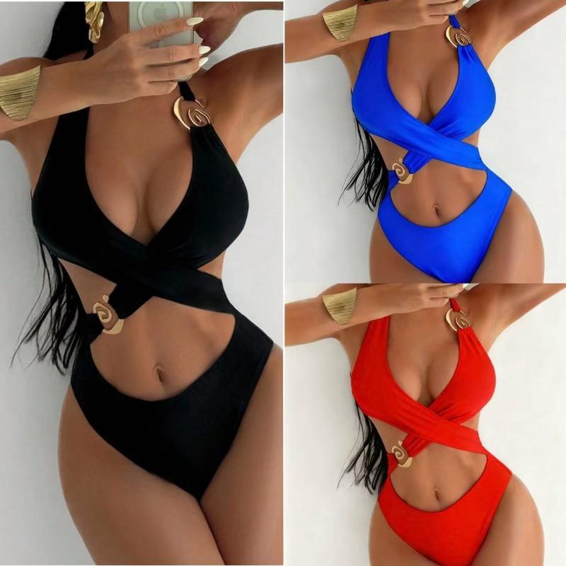 Women S High Waist Tied Hollow Out One Piece Bikini Swimsuit