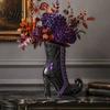 Vintage Style Boot Vase for Autumn Halloween Witch Vase, Gothic Spider Web Flower Unique Tabletop Decoration Decorative Table Centerpiece Indoor