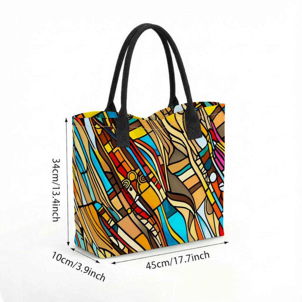  Colorful Abstract Tote Bag Stylish Large Capacity Handbag for Daily Use