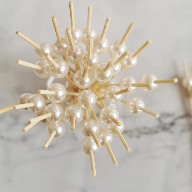 100Pcs Pearl Cocktail Picks Wooden Toothpick Skewer Snack Fork Fruit Picks