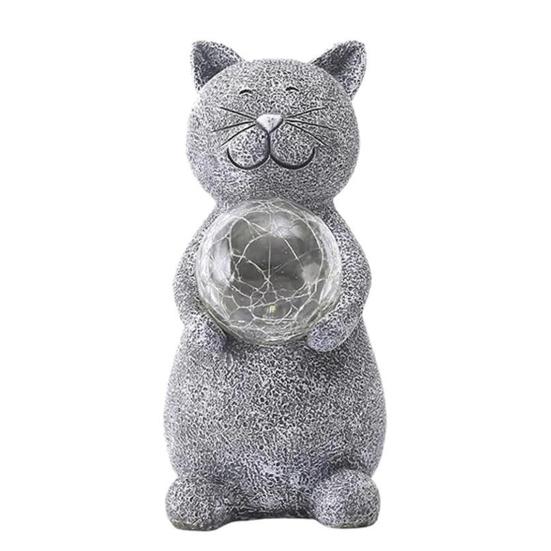 Cat Statue Solar Light Waterproof Garden Kitten Sculpture Lighted Kitten Statue Outdoor Landscape Lighting for Patio Yard Decoration