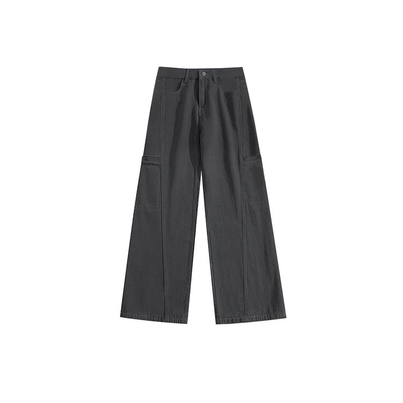 Gray Wide-Leg Cargo Pants for Women, New Summer Style for Plus-Size Girls, Pear-Shaped Body, High-Waisted, Loose Fit, Slimming Casual Pants