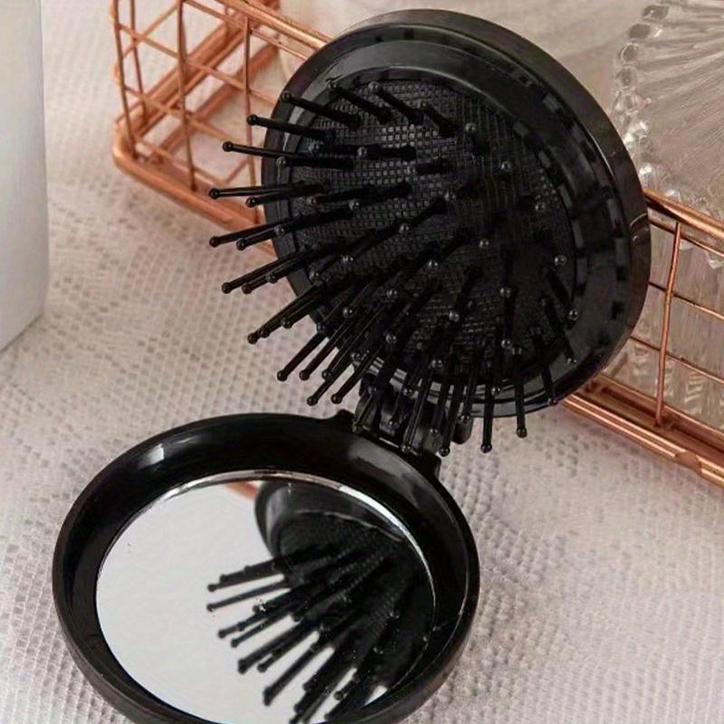 1pz Specchio da Viaggio Pieghevole Spazzola per Capelli Rotonda Pieghevole Tascabile Mini Pettine per Capelli Pettine Massaggianti per Capelli Compatto da Viaggio per Donne Ragazze