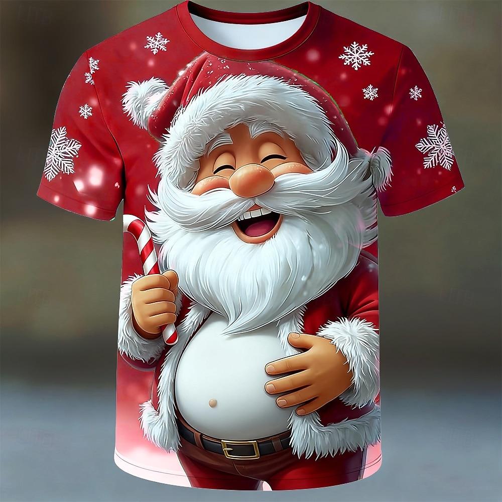 Summer Men's Santa 3D Printed Crew Neck T-Shirt