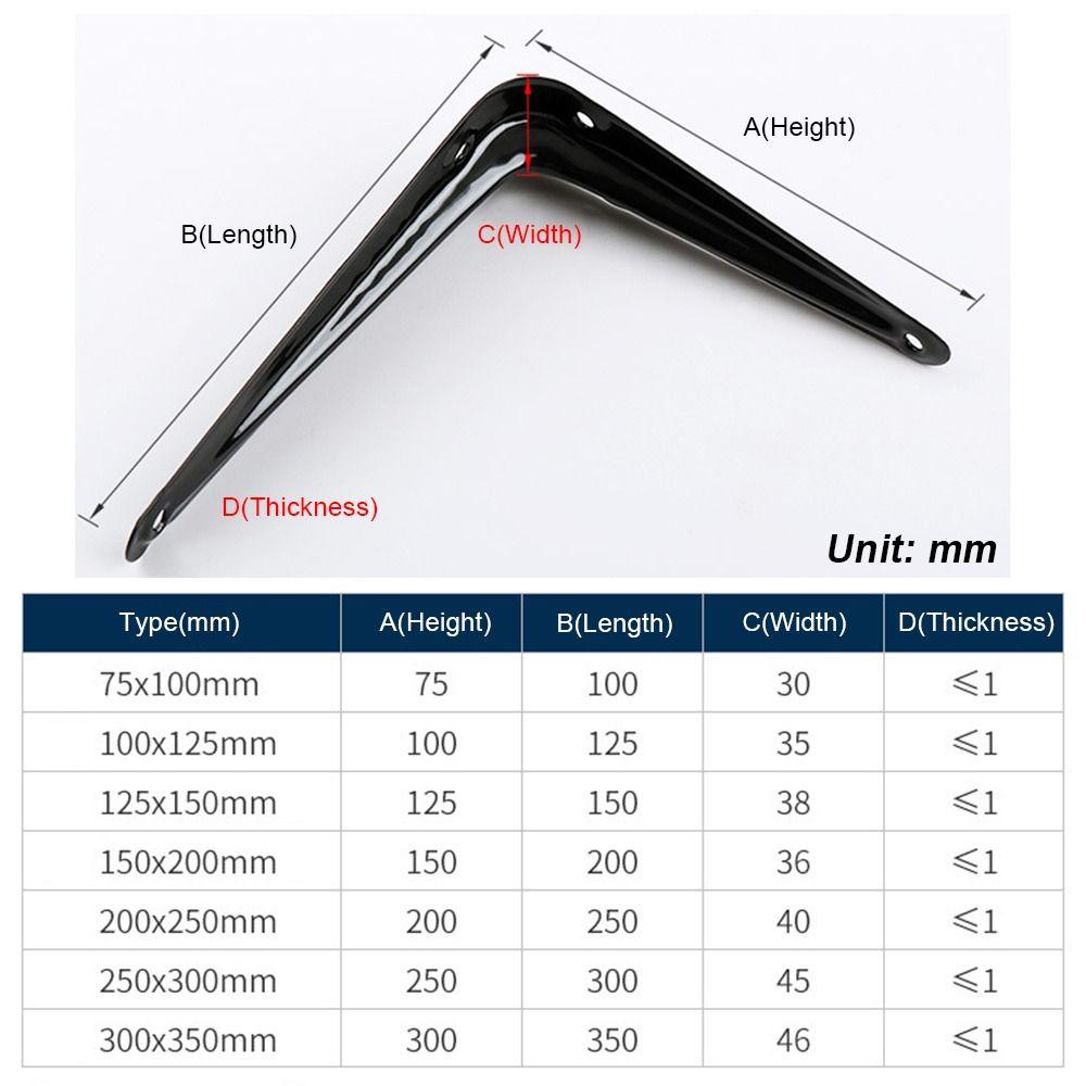 1Pcs New 4-14inch Triangular Bracket Support Wall Mount Hanging L-shaped Mounting Bracket Black White Fixed Shelf Corner Brace