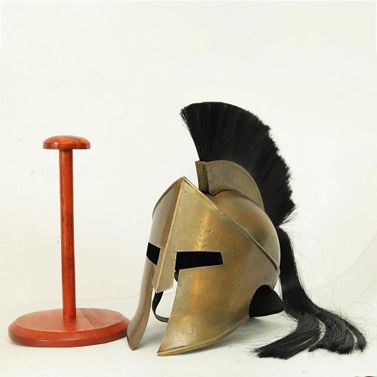 

Шлем спартанского воина с черным гребнем, носимый, бронзовый, с подставкой для дисплея, греческий коринфский доспех, средневековый реквизит для косплея