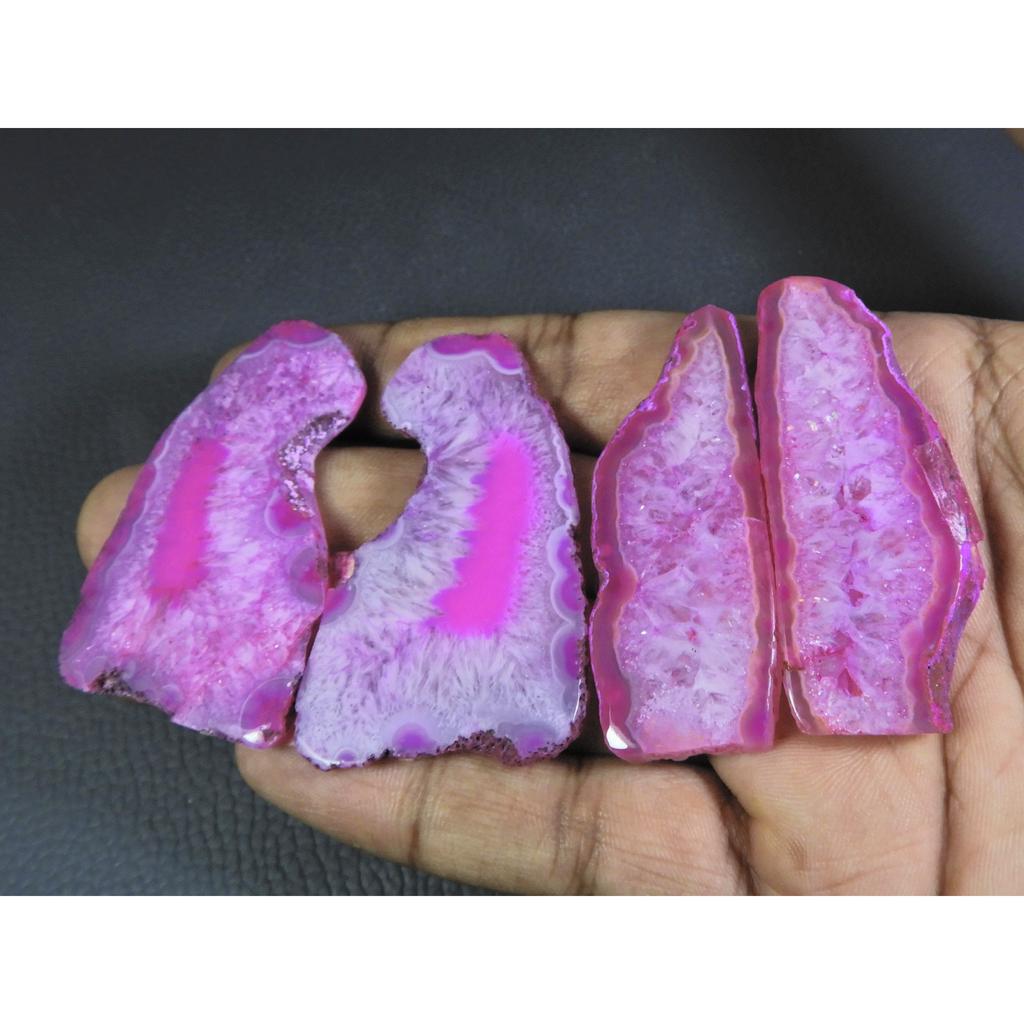 Dyed Slice Druzy Agate Matched pair Cabochon Loose Gemstone 2Pair Lot 270Cts A-717