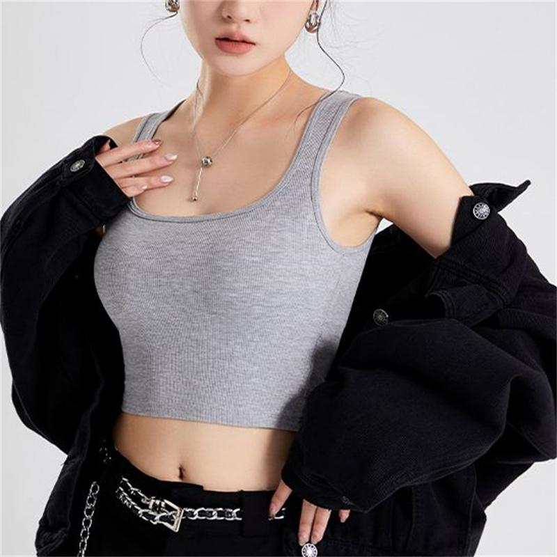 Strap Vest for Women, Interior for Commuting, Summer New Style, Outerwear, Mask, Breast, Solid Color, Wide Shoulder Strap, Base Top, Trendy