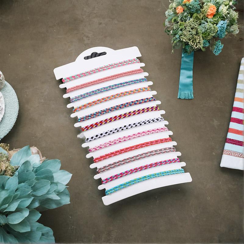 12 Stück/Set Bunte Baumwollschnur handgewebtes wasserdichtes Schnurarmband Sommer Surf Strand verstellbare böhmische Schnur