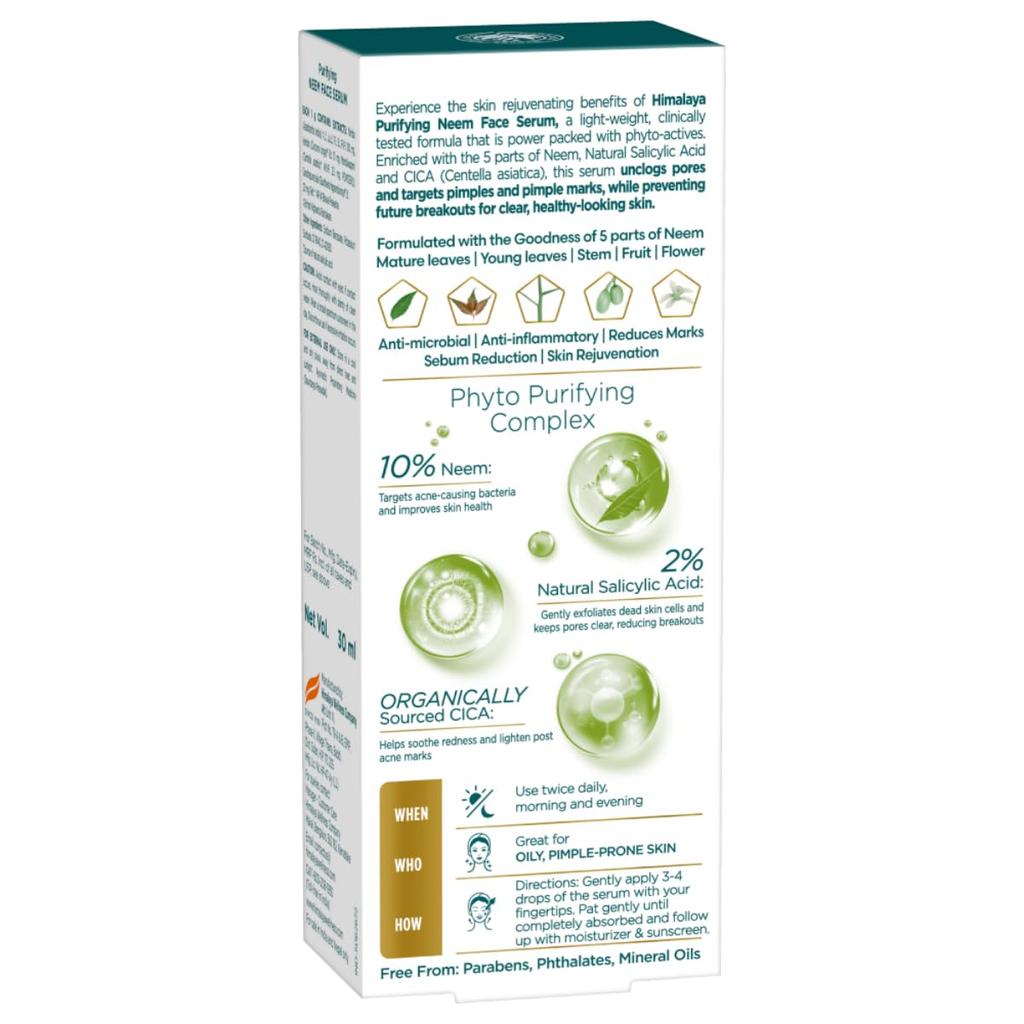 Himalaya Purifying Neem Face Serum 30ml Pack of 1 | 2% Salicylic Acid with Cica for Clear Skin