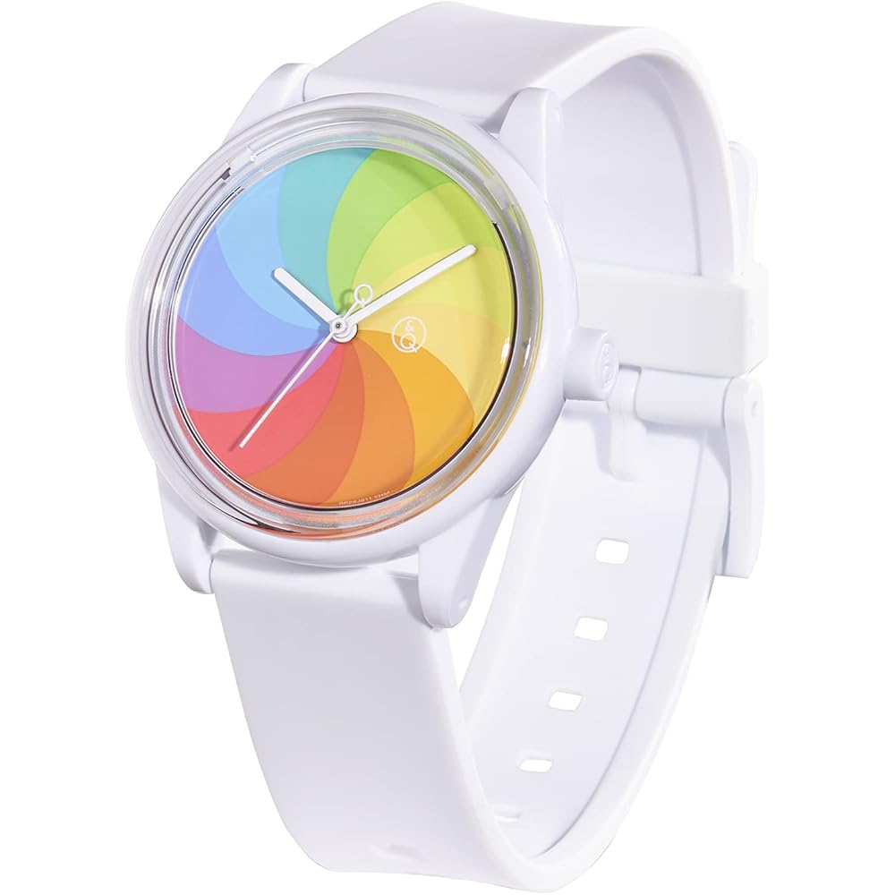 Q&Q SmileSolar GROOVISIONS GRV3013 Solar Analog Watch with Waterproof Urethane Strap, White, RP26J811