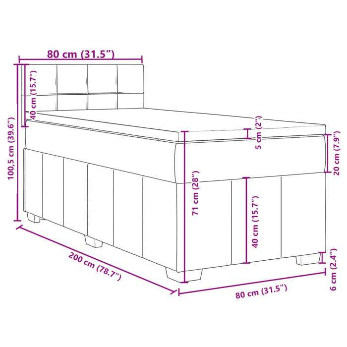 VidaXL Slat Bed Base with Mattress Cream 80x200 Cm Fabric 3286900