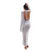 Copricostumi da donna Sexy senza schiena Maglia Maxi Abito da spiaggia Primavera Estate Scollo a V Elegante Blusa francese