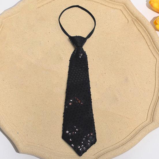 Men Tie Shiny Sequin Vintage Formal Business Style Adjustable Elastic Band Solid Color Lightweight Suit Coat Waistcoat Performance Stage Show Necktie