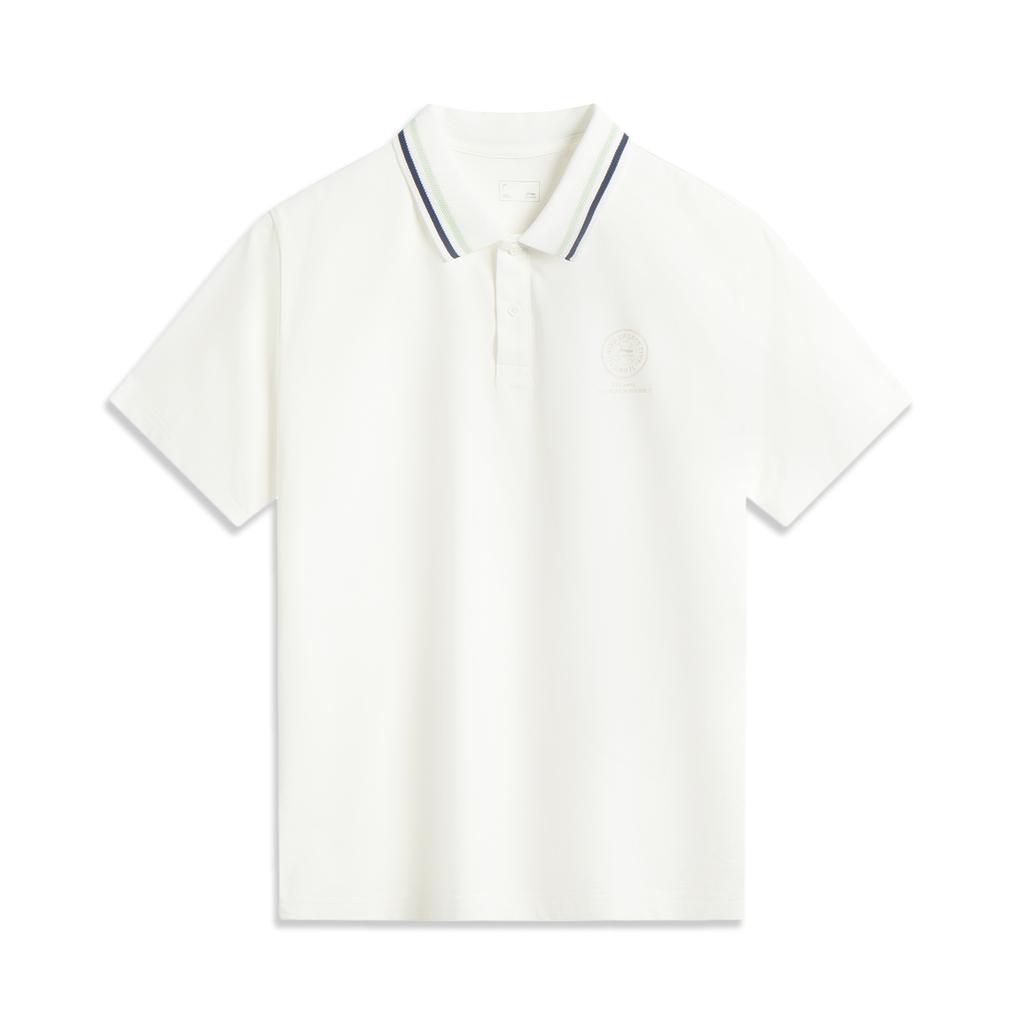 Li Ning Sports Trend Series Color Block Soft Comfortable Breathable Versatile Casual Short Sleeve Polo Shirt Men Polo Shirts Off-White APLV307-1