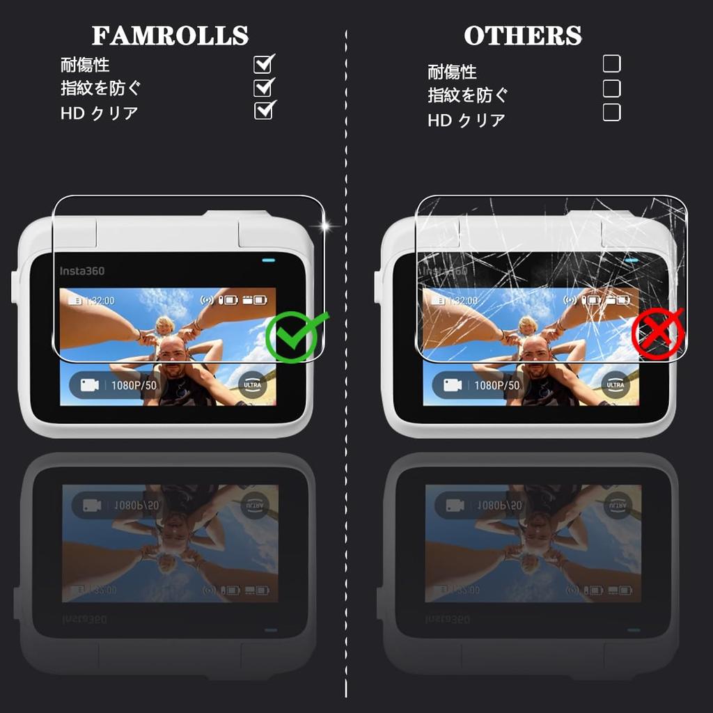Compatible with Insta360 Tempered Glass Screen Protectors Lens Protectors for Insta360 Made with Asahi a high 9H 3D Touch fingerprint and smudge and