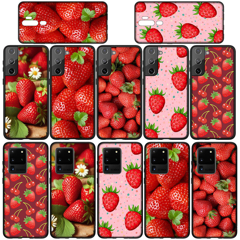 Pouzdro na telefon pro Samsung Galaxy S25 S23 S22 S24 Ultra FE A05 A06 A15 A16 A36 A37 A35 A54 A24 A55 A56 A57 A25 A26 A53 A17 Jahodové Ovocné Letní Kryt
