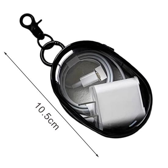 Portable Mini Clear Zipper Storage Bag Space Saving Organizer for Earphones Chargers Versatile with Handy Keychain Loop