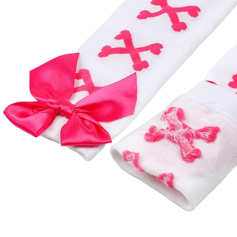 1 Paar Mädchen Schwarz Süß Niedlich Rosa Y2K Harajuku Lolita Oberschenkelhohe Strümpfe Mädchen Knochen Schleife Socken Streetwear