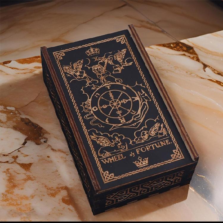 Wood Push Pull Tarots Card Storage Box Portable Card Container Astrology Trinkets Box Divination Card Storage Case
