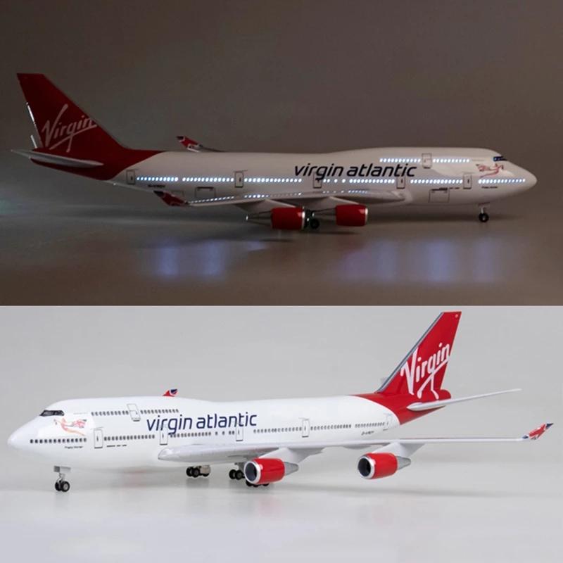 1/200Diecast Airplanes B747 Virgin Atlantic Plane Toy Model 47CM Aircraft British Airline W Light and Wheel Landing Gear