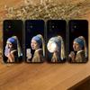 Meisje met de Parel van Vermeer Telefoonhoesje Zwart Siliconen Zacht Voor Samsung S25,S24,S21,S22,S23,S30,Ultra,S20,Plus,Fe,Lite