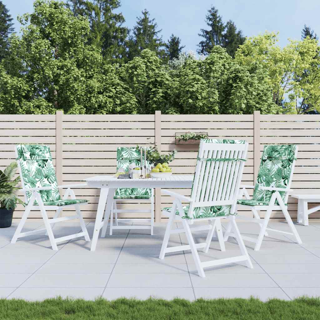 High Back Chair Cushions 4 Pcs Leaf Pattern Oxford Fabric