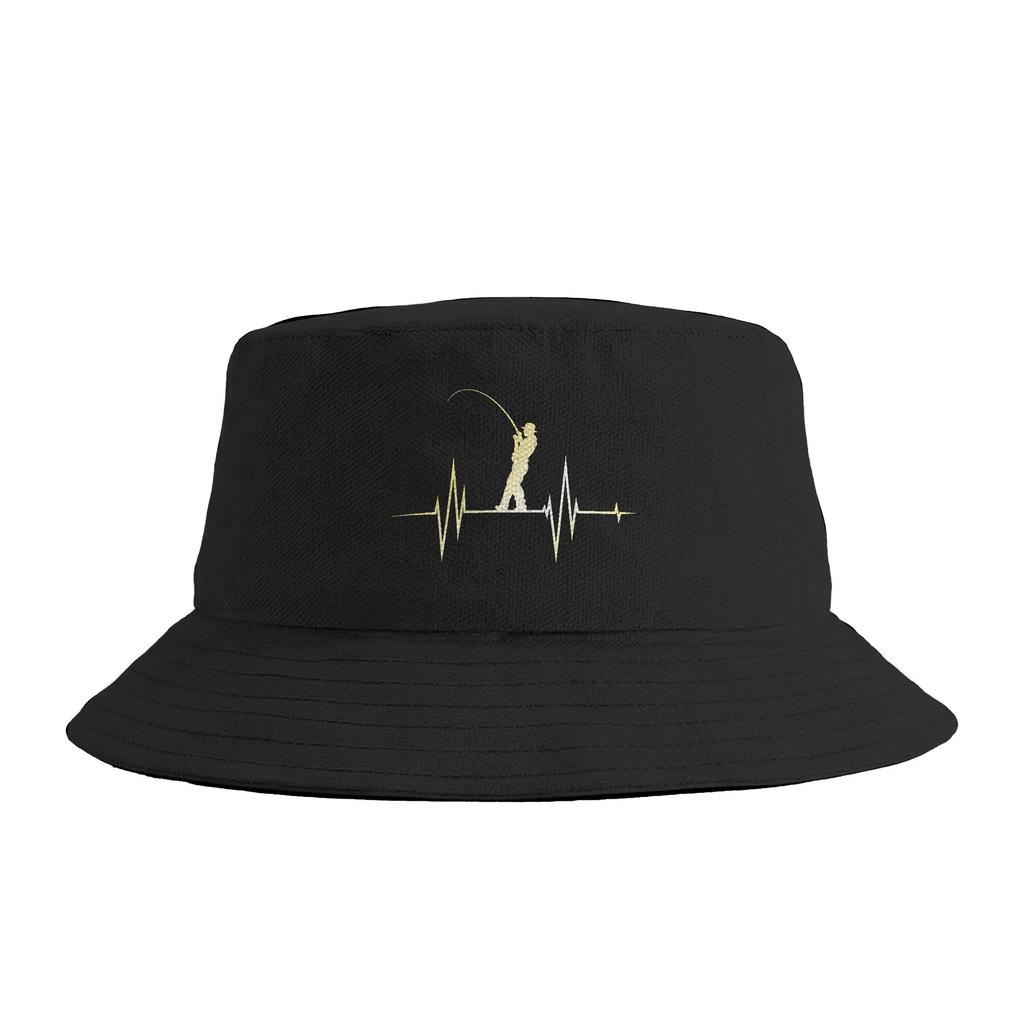 Fishing Heartbeat Love Fishing Bucket Hat Street Style FisherUnisex Caps Breathable Beach Travel Visor Hats For Unisex Casual Cap