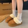Women's Hairy Mouth Soft Bottom Large Size Thickened Winter Warm Fur One Padded Lining Ankle Boots Non-slip Baotou Cotton Half Slippers