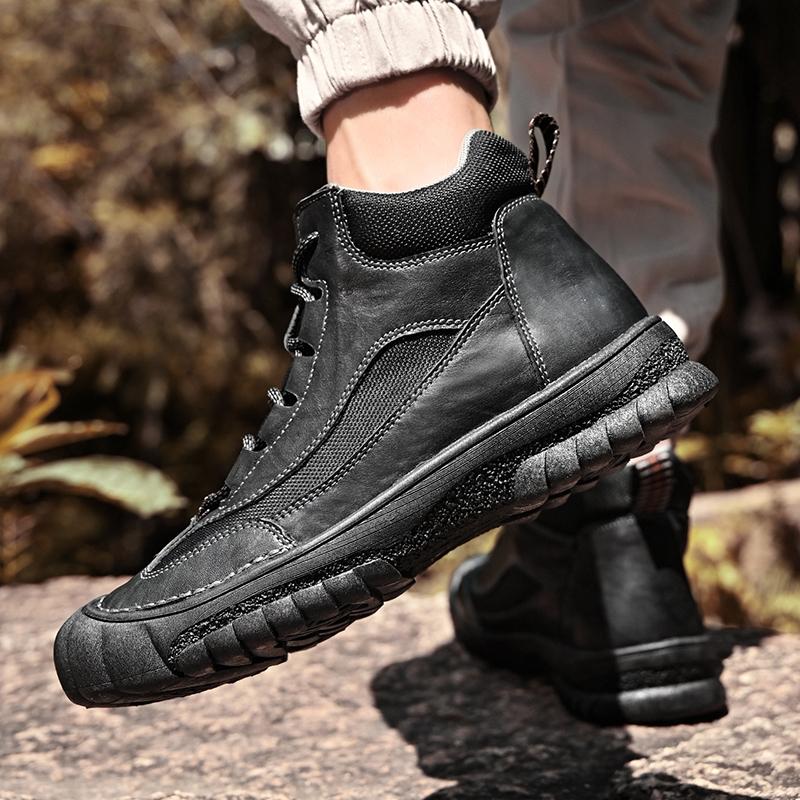 Fashion Mens Breathable Vintage Sneakers Male Hot Sale Basic Boots Men All-match Stylish Male Ankle Boots Leather Fashion Hiking Shoes