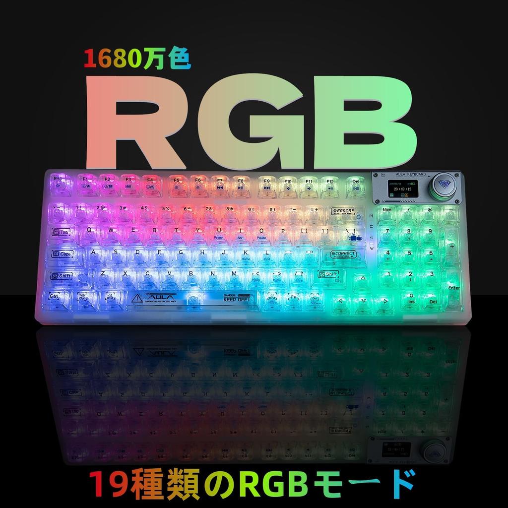 OUSEITECH F98pro Gaming Transparent Mechanical Transparent RGB 95 OLED Display Keyboard, Keyboard, Hot-Swap Keyboard, Numpad, Wireless, Keycaps,