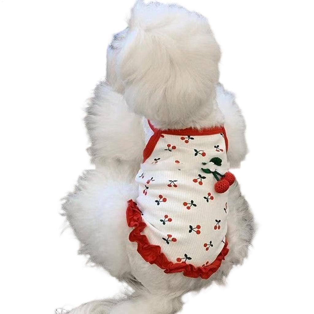 Chaleco para Mascota Ropa para Gato Ropa Linda para Perro Pequeño Chaleco de Cereza para Perro Chaleco Transpirable de Verano Ropa Suave Transpirable para Mascotas