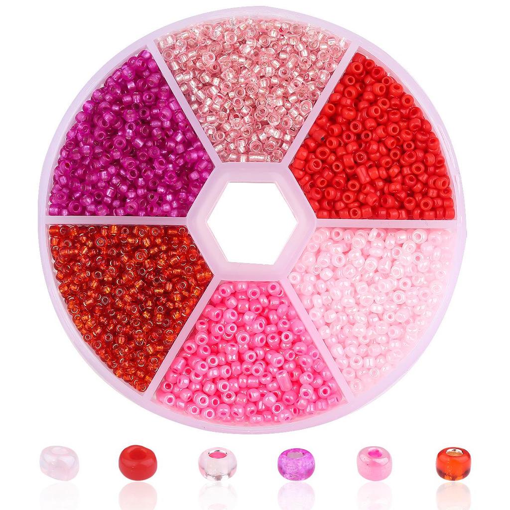 Handmade Mixed-Color Seed Beads Set: 6-Compartment Box for DIY Bracelets and Necklaces