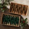 9Pcs Solid Color Flocked Finial Christmas Ball Vintage Shatterproof Velvet Christmas Ball Set Classic DIY Conical Shape