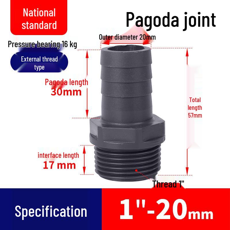 UPVC Pagoda Quick Connect Hose Reducing Fitting - Straight Male Thread (PVC-U)