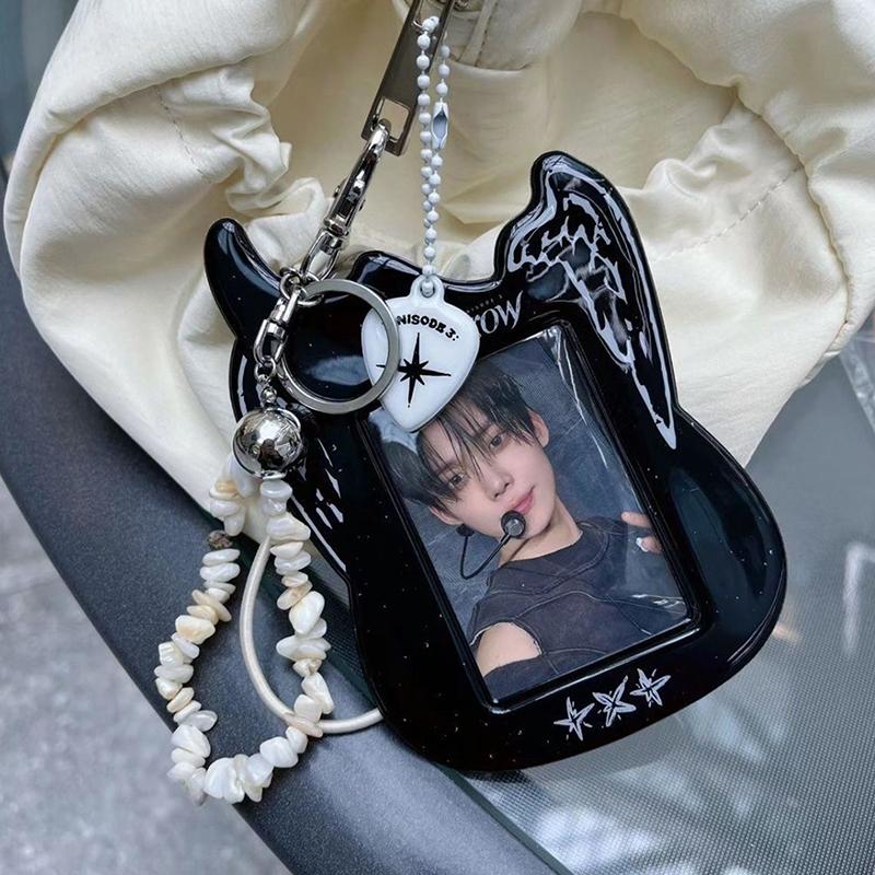 Cartoon Photocard Case Card Holder Bag Keychain Guitar Photocard Bag Cute Idol Photos Protective Cover Idol Photo Card Holder