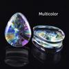 A Pair of 8-50mm Multicolor Shell Pattern Teardrop Shaped Acrylic Ear Gauges, Tunnel Plugs, Ear Dilators, Body Piercing Jewelry