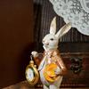 Easter Bunny Clock Decor Resin Rabbit Figurine with Top Hat And Pocket Watch Spring Vintage Bunny Statue for Desk Shelf Home Decor