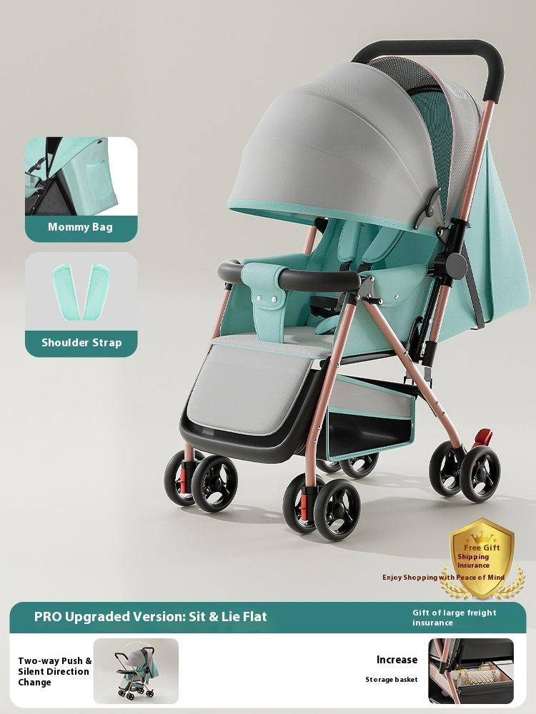 Stroller stroller can sit and lie down 0 to 3 years old, lightweight and foldable one-click collection, children's four-wheel baby walker stroller