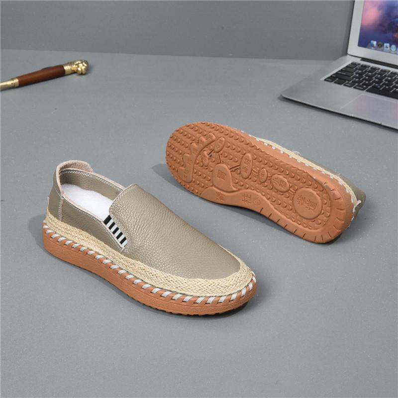 New Fashion Fisherman Loafers New Men's White Genuine Leather Espadrilles Shoes Male Walking Sneakers Footwears Zapatos Hombre