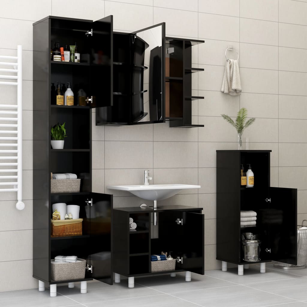 Bathroom Cabinet Black 30 x 30 x 95 cm Particleboard